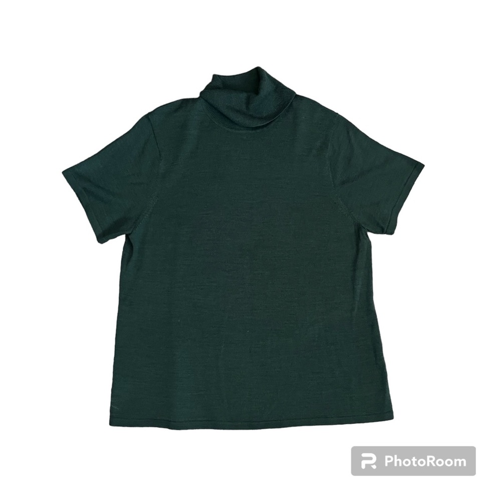 Dialogue Womens Size XL Shirt Sleeve Green Knit turtleneck Sweater